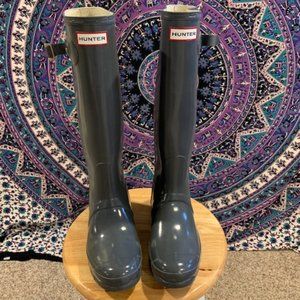 Tall Hunter Rain Boots Gloss Grey